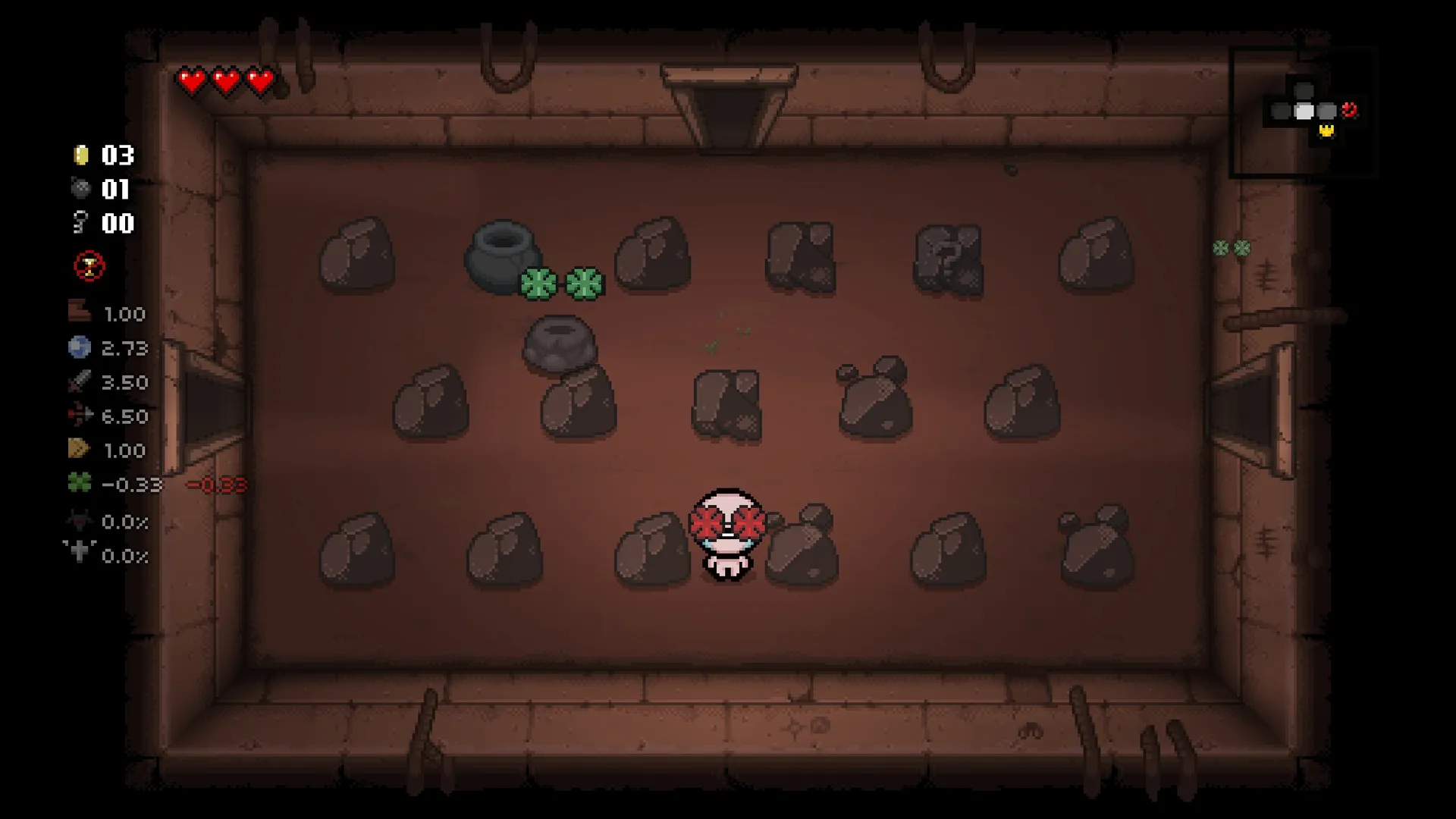 Isaac with red glasses while Money = Luck? gives negative Luck.