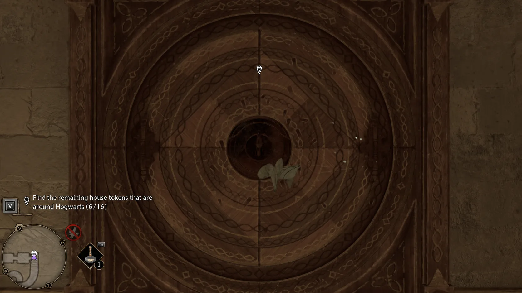 A Daedalian Key lined up with its cabinet while the quest remains tracked.